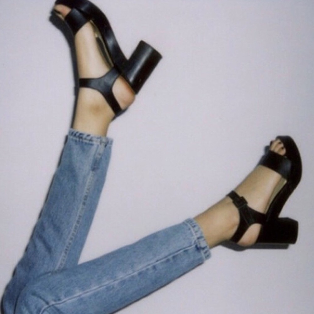 American Apparel All Black Wooden Heels